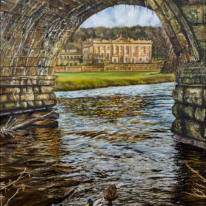 Chatsworth House Through the Three Arch Bridge
